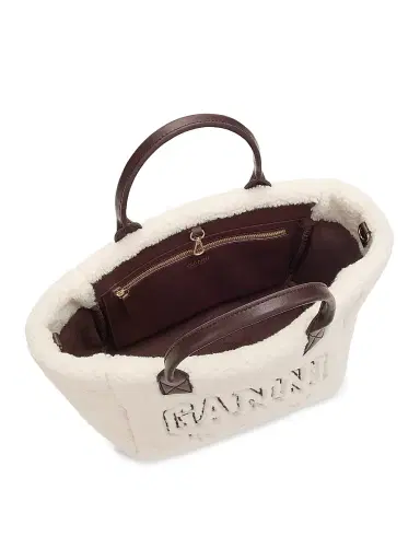 Ganni Women's  Graphic Sherpa Shopper Tote Bag - Egret | Thumbnail 5