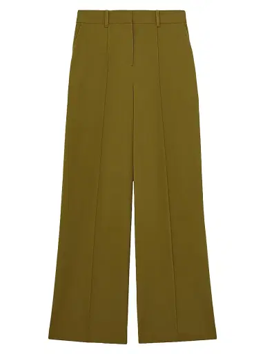 Reiss Women's Luisa Wide-Leg Pintuck Trousers - Green | Thumbnail 1