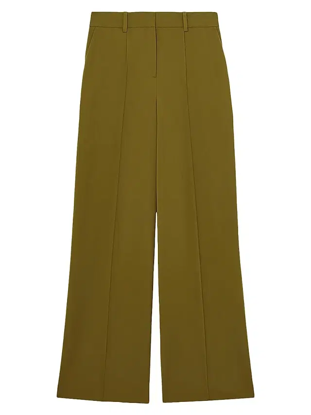 Reiss Women's Luisa Wide-Leg Pintuck Trousers - Green