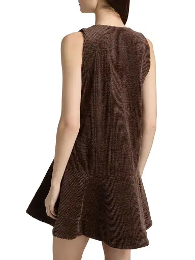 Ganni Women's Seersucker Corduroy V-Neck Minidress - Chicory Coffee | Thumbnail 5