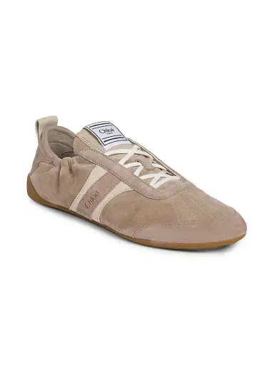 Chloé Women's Kick Suede Sneakers - Greyish Taupe | Thumbnail 2
