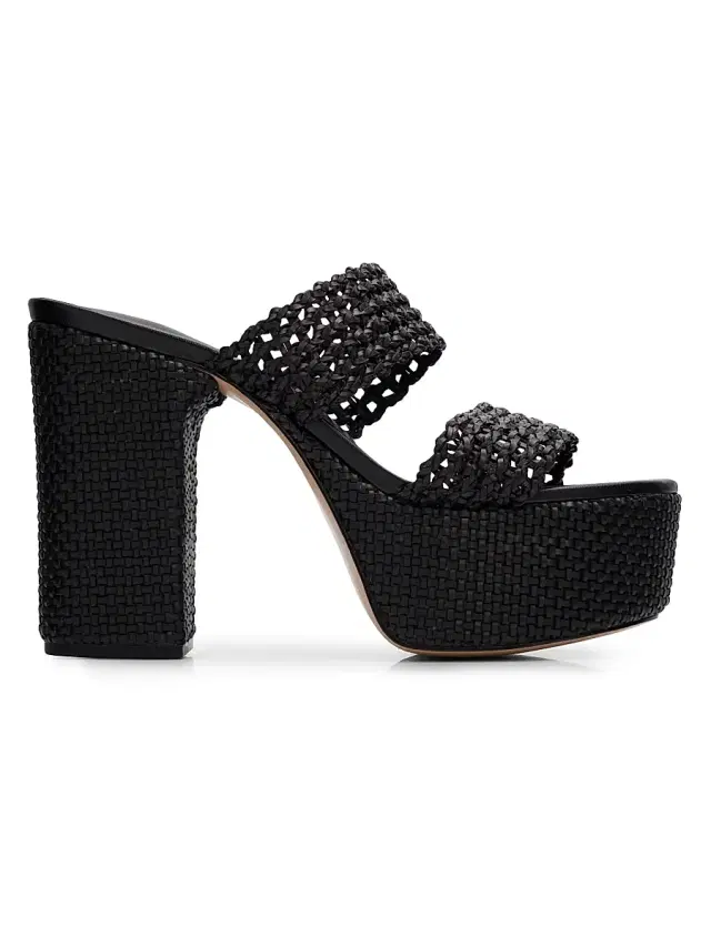 Schutz Women's Aberdeen 100MM Leather & Raffia Platform Sandals - Black