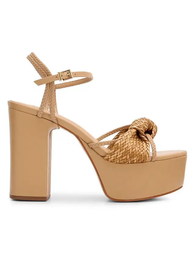 Schutz Women's Kalina 100MM Leather Platform Sandals - Light Wood