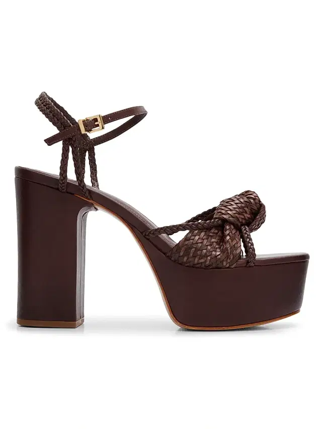 Schutz Women's Kalina 100MM Leather Platform Sandals - Root Brown