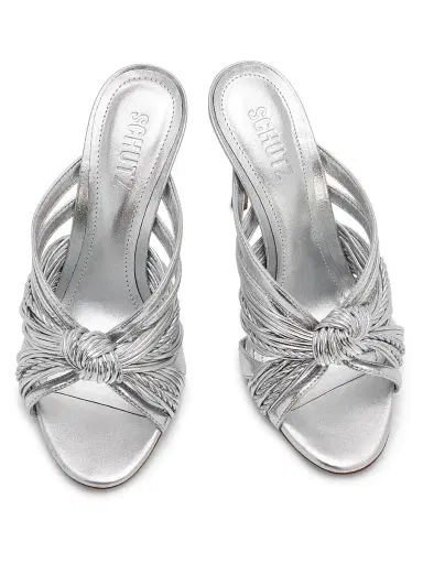 Schutz Women's Gaya 100MM Strappy Leather Slip-On Sandals - Prata | Thumbnail 4 Schutz Women's Gaya 100MM Strappy Leather Slip-On Sandals - Prata | Thumbnail 4