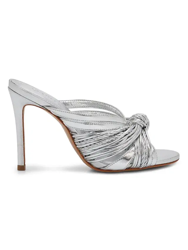 Schutz Women's Gaya 100MM Strappy Leather Slip-On Sandals - Prata
