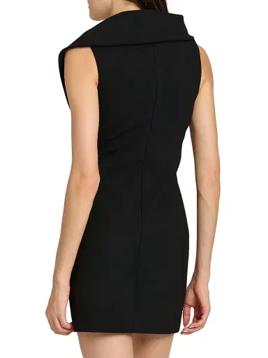 Ferragamo Women's Draped Stretch Twill Minidress - Nero - Size 12 | Thumbnail 5