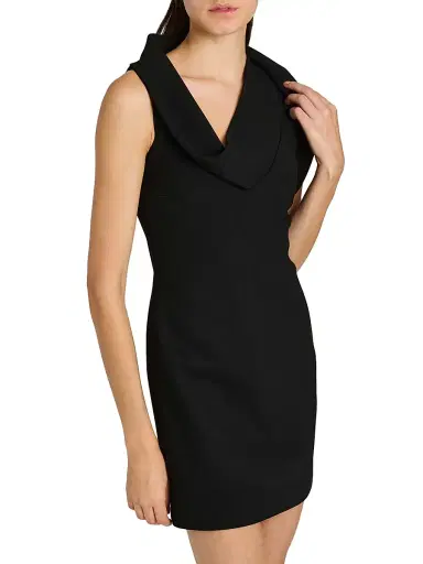 Ferragamo Women's Draped Stretch Twill Minidress - Nero - Size 12 | Thumbnail 6