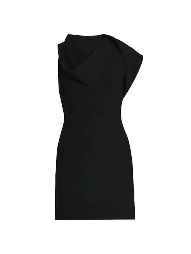 Ferragamo Women's Draped Stretch Twill Minidress - Nero - Size 12 | Thumbnail 1