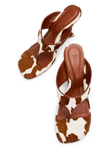 Schutz Women's Maya Wild 90MM Cow-Print Sandals | Thumbnail 4