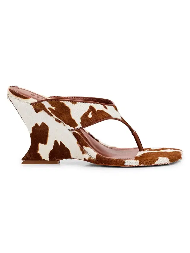 Schutz Women's Maya Wild 90MM Cow-Print Sandals - Pearl Pony Cognac