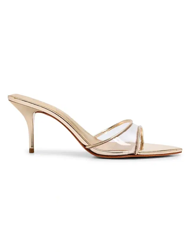 Schutz Women's Elodie Vinyl 75MM Leather Slip-On Sandals - Transparent Platina