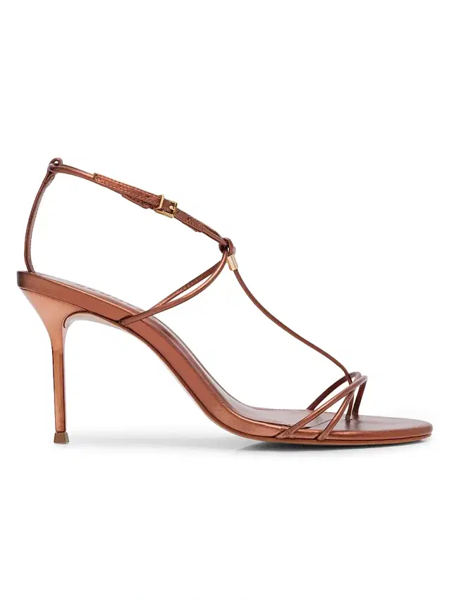 Schutz Women's Jules 90MM Metallic Leather Sandals - Brown Rose