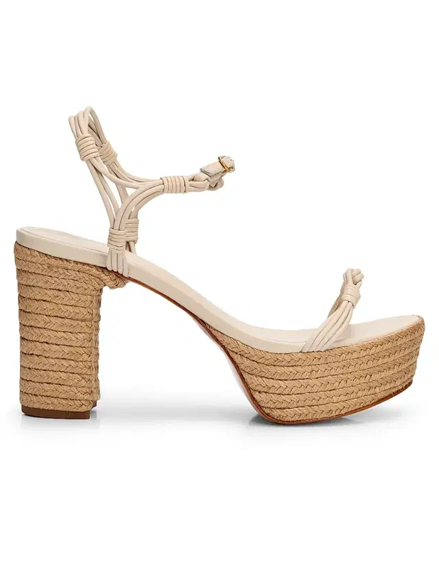 Schutz Women's Nara 100MM Leather Espadrille Platform Sandals - Sugar White Tonal