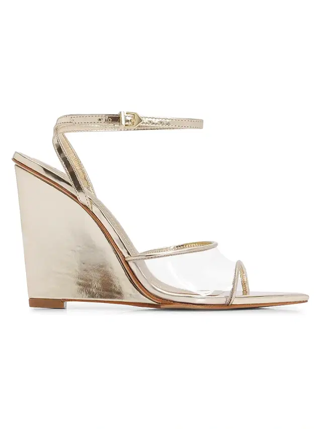 Schutz Women's Elodie 100MM Vinyl Wedge Sandals - Transparent Platina