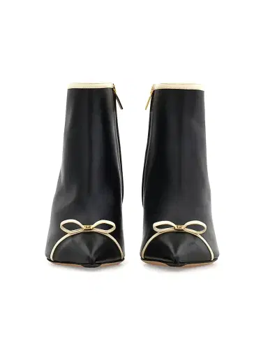 Ferragamo Women's Milla 70MM Leather Ankle Boots - Nero Mascarpone Biscotto - Size 10.5 | Thumbnail 4 Ferragamo Women's Milla 70MM Leather Ankle Boots - Nero Mascarpone Biscotto - Size 10.5 | Thumbnail 4