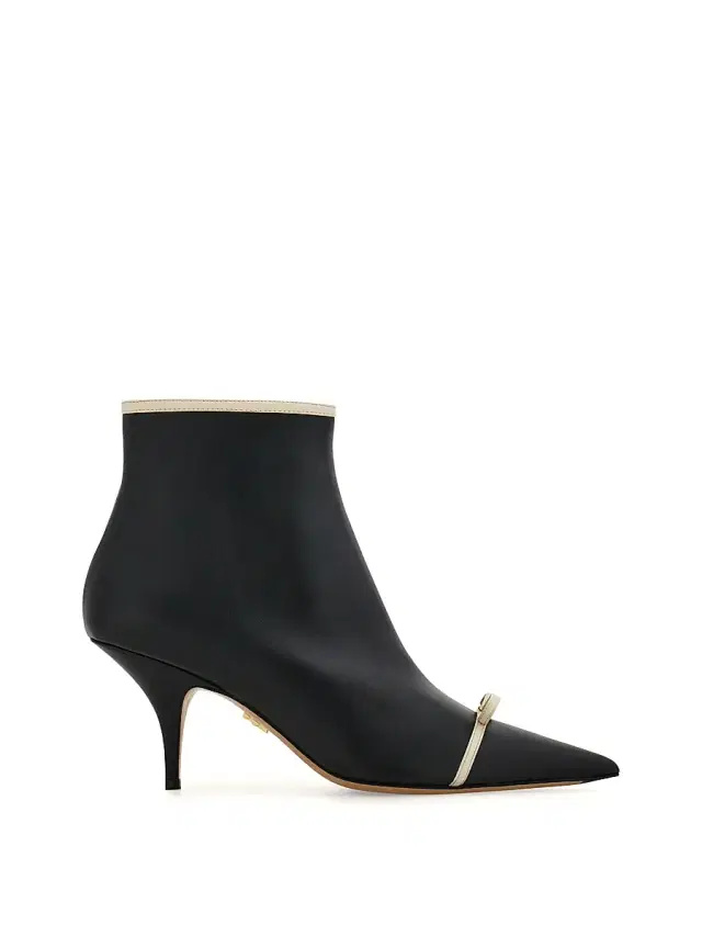 FERRAGAMO Women's Milla 70MM Leather Ankle Boots - Nero Mascarpone Biscotto
