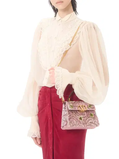 Valentino Garavani Women's VSling Mini Embroidered Top Handle Bag - Pink | Thumbnail 3