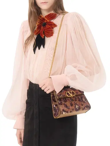 Valentino Garavani Women's VSling Mini Embroidered Animalier Top Handle Bag - Brown | Thumbnail 3