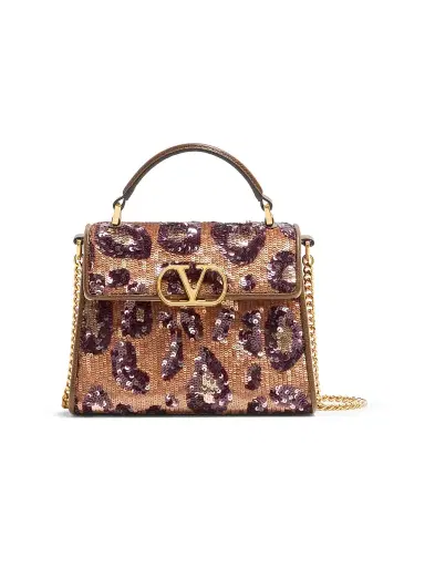 Valentino Garavani Women's VSling Mini Embroidered Animalier Top Handle Bag - Brown | Thumbnail 1