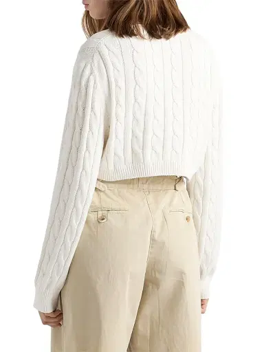 Prada Women's V-Neck Cotton Sweater - White | Thumbnail 3