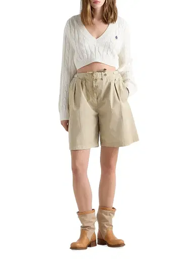 Prada Women's V-Neck Cotton Sweater - White | Thumbnail 5