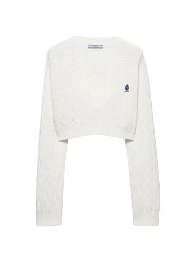Prada Women's V-Neck Cotton Sweater - White | Thumbnail 1