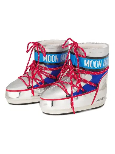 Moon Boot Men's MB Icon Metallic Logo Boots - Silver Blue Red - Size 2 | Thumbnail 2 Moon Boot Men's MB Icon Metallic Logo Boots - Silver Blue Red - Size 2 | Thumbnail 2