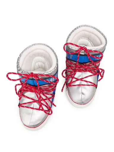 Moon Boot Men's MB Icon Metallic Logo Boots - Silver Blue Red - Size 2 | Thumbnail 4 Moon Boot Men's MB Icon Metallic Logo Boots - Silver Blue Red - Size 2 | Thumbnail 4
