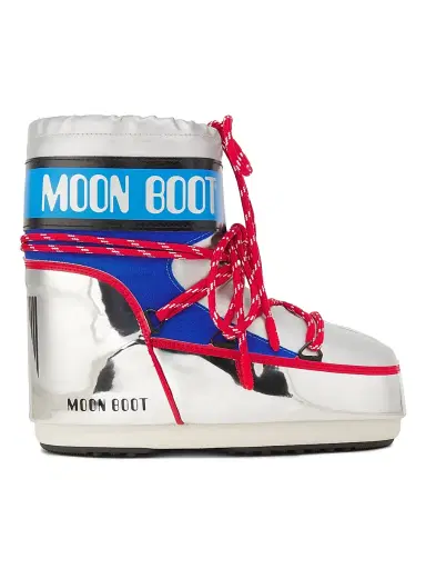Moon Boot Men's MB Icon Metallic Logo Boots - Silver Blue Red - Size 2 | Thumbnail 1 Moon Boot Men's MB Icon Metallic Logo Boots - Silver Blue Red - Size 2 | Thumbnail 1