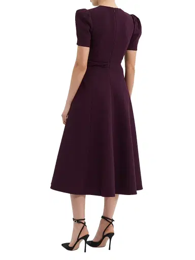 Rebecca Vallance Women's Syrah Crepe Fit & Flare Midi-Dress - Blackberry - Size 14 | Thumbnail 3