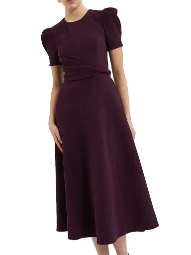 Rebecca Vallance Women's Syrah Crepe Fit & Flare Midi-Dress - Blackberry - Size 14 | Thumbnail 4