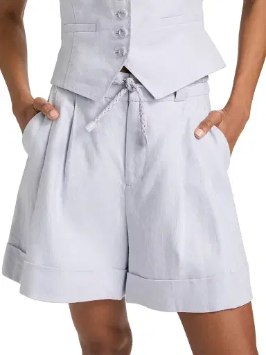 Zimmermann Women's Luna Linen High-Rise Shorts - Lilac | Thumbnail 3