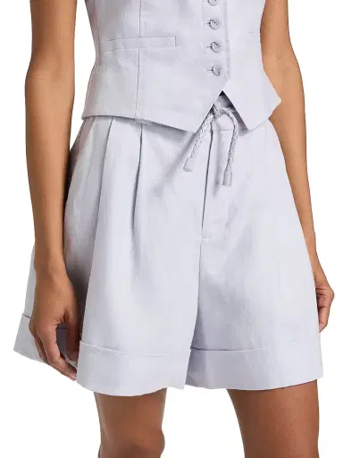 Zimmermann Women's Luna Linen High-Rise Shorts - Lilac | Thumbnail 4