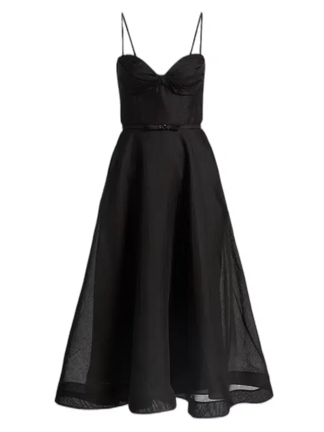 Zimmermann Women's Luna Tie-Waist Linen-Silk A-Line Midi-Dress - Black