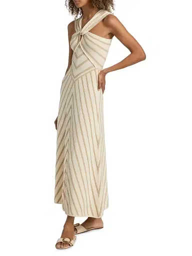 Zimmermann Women's Luna Metallic Stripe A-Line Midi-Dress - Cream Gold | Thumbnail 4 Zimmermann Women's Luna Metallic Stripe A-Line Midi-Dress - Cream Gold | Thumbnail 4