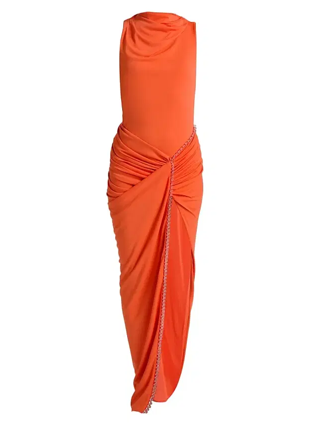 Significant Other Women's Rufayah Bead-Embellished Draped Maxi Dress - Tangerine