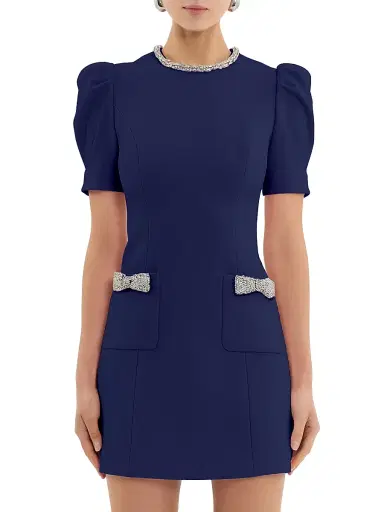 Rebecca Vallance Women's Nemy Diamonte Minidress - Navy | Thumbnail 1