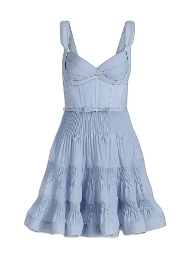 Zimmermann Women's Belted Tiered Sleeveless Fit & Flare Minidress - Steel Blue
