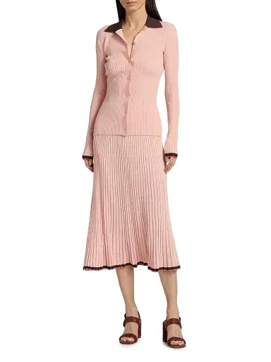 Zimmermann Women's Rib-Knit Midi-Skirt - Soft Pink Multi - Size 8 | Thumbnail 2 Zimmermann Women's Rib-Knit Midi-Skirt - Soft Pink Multi - Size 8 | Thumbnail 2