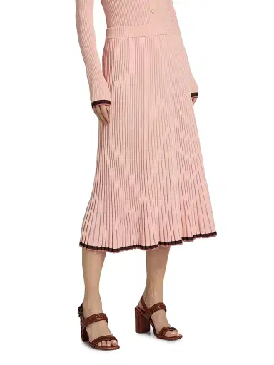 Zimmermann Women's Rib-Knit Midi-Skirt - Soft Pink Multi - Size 8 | Thumbnail 4 Zimmermann Women's Rib-Knit Midi-Skirt - Soft Pink Multi - Size 8 | Thumbnail 4