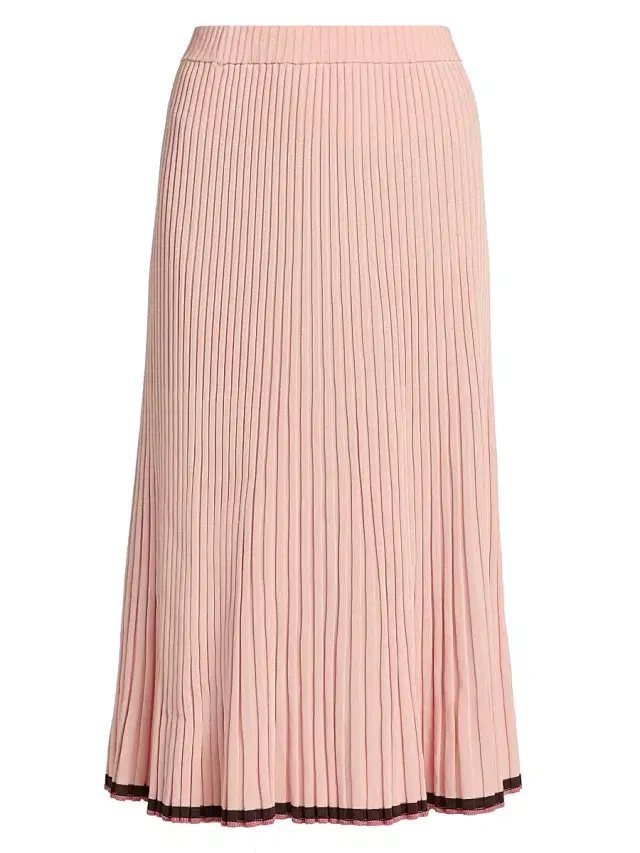 Zimmermann Women's Rib-Knit Midi-Skirt - Soft Pink Multi