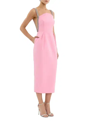 Rebecca Vallance Women's Amaro Embellished Midi-Dress - Pink - Size 0 | Thumbnail 2 Rebecca Vallance Women's Amaro Embellished Midi-Dress - Pink - Size 0 | Thumbnail 2