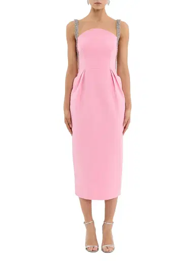 Rebecca Vallance Women's Amaro Embellished Midi-Dress - Pink - Size 0 | Thumbnail 1 Rebecca Vallance Women's Amaro Embellished Midi-Dress - Pink - Size 0 | Thumbnail 1