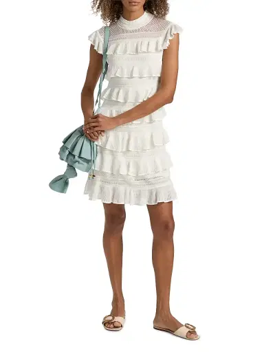 Zimmermann Women's Luna Tiered Lace Frill Minidress | Thumbnail 2