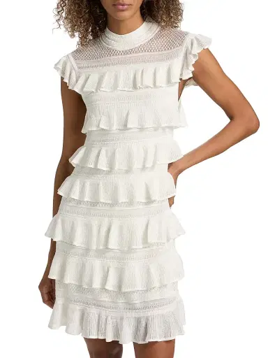 Zimmermann Women's Luna Tiered Lace Frill Minidress | Thumbnail 3