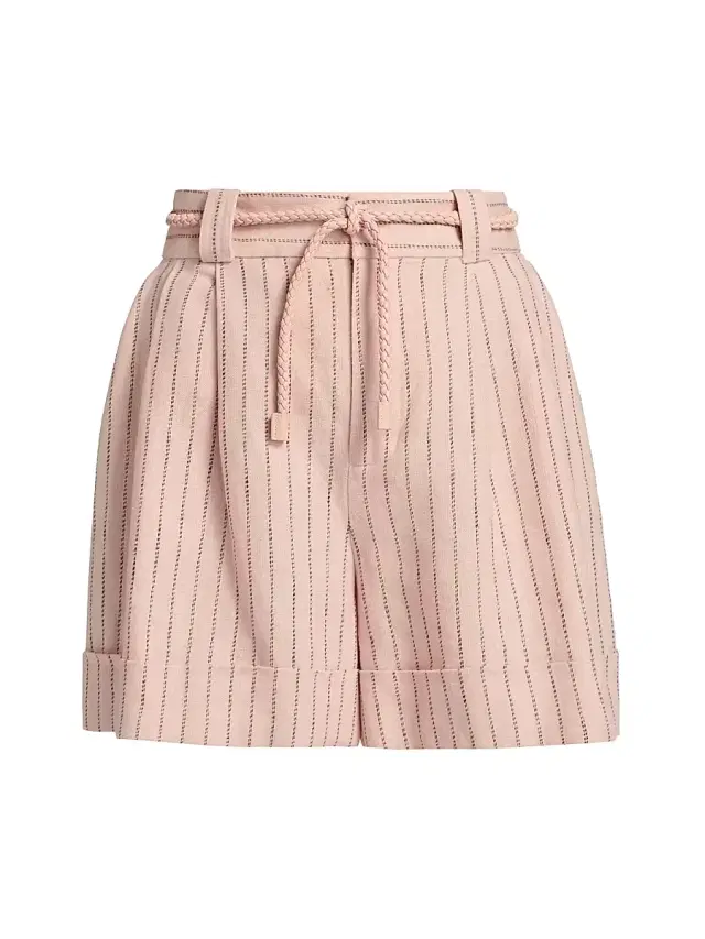 Zimmermann Women's Alchemy Linen Shorts - Pink Chocolate Stripe