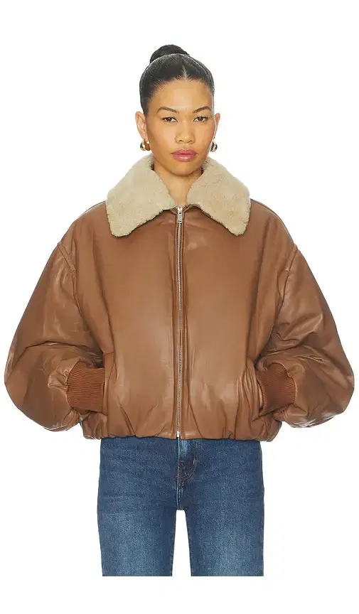 AEXAE Leather Bomber Jacket