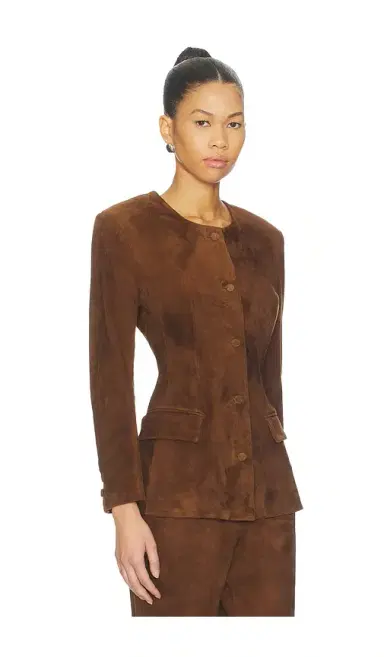 Aexae Leather Suede Padded Contour Blazer | Thumbnail 2