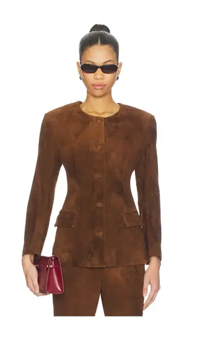 Aexae Leather Suede Padded Contour Blazer | Thumbnail 1